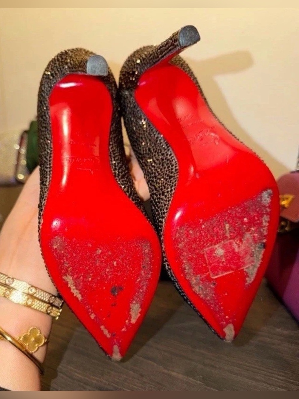 Christian Louboutin 120mm Plum Swarovski Strass Heels - Picture 6 of 7